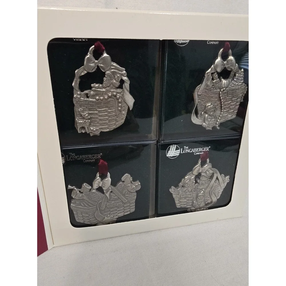 Longaberger Basket‎ Pewter Christmas Ornaments Set of 4